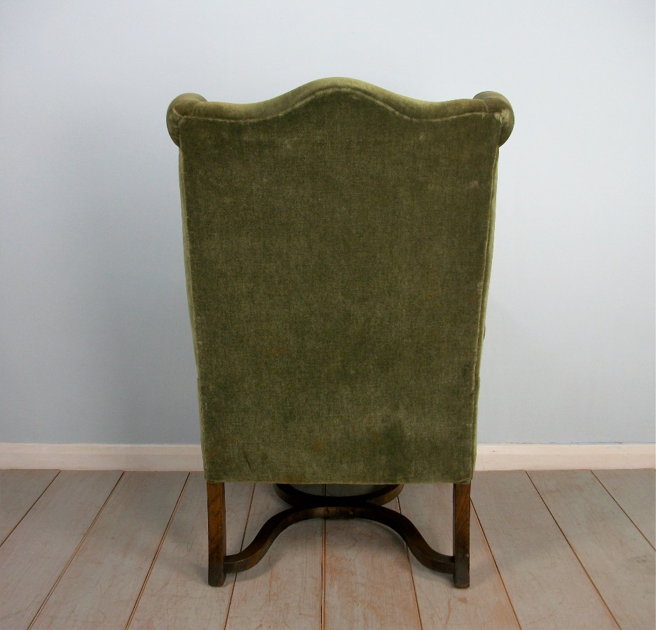 Pair of Edwardian Wing Back Upholstered Armchairs